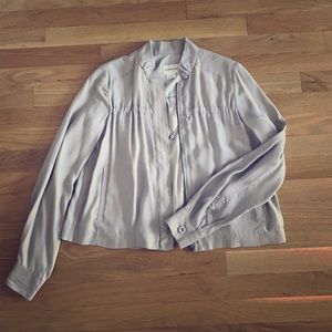 Club Monaco, silk, gray, zip-up jacket